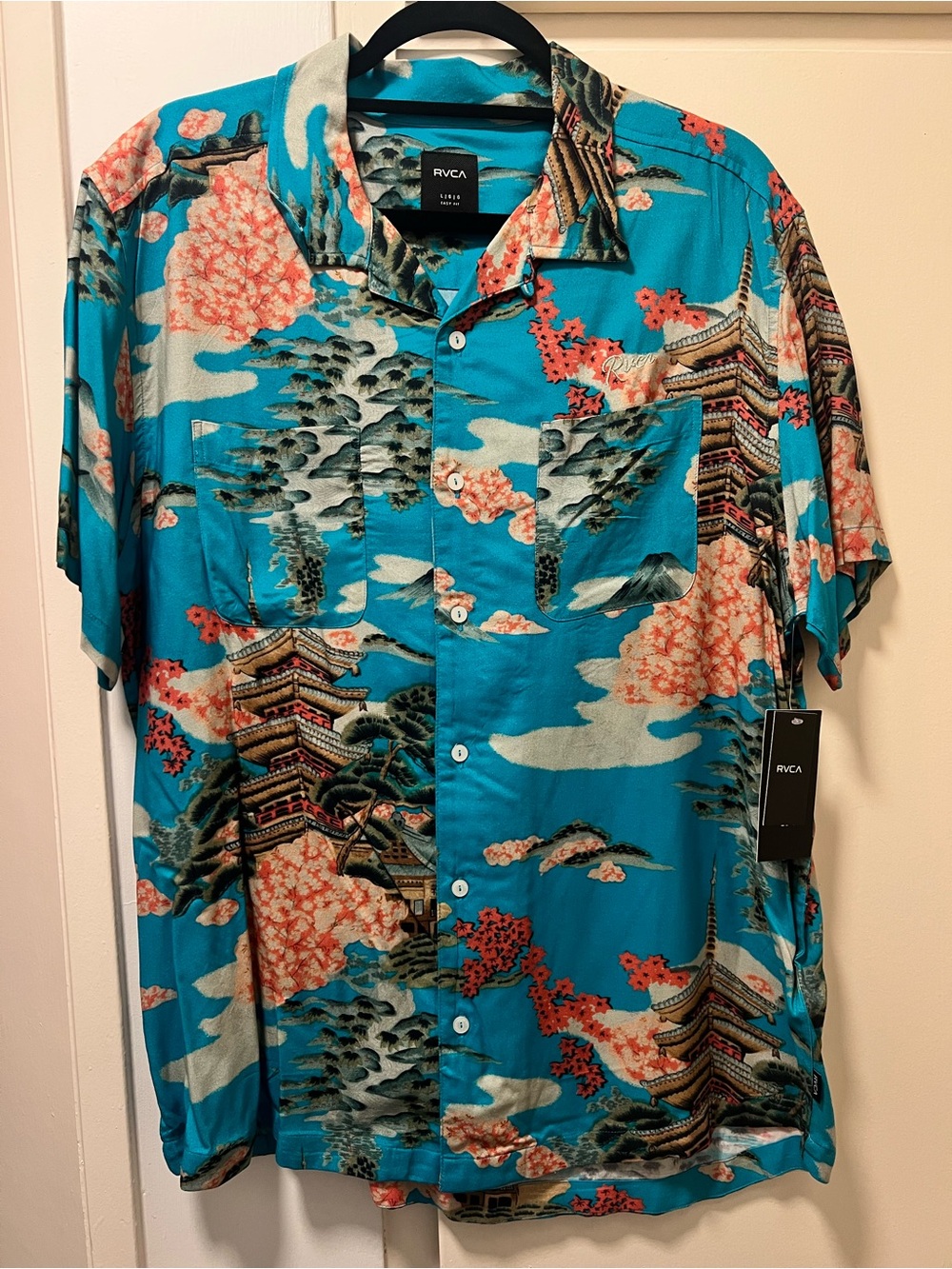 RVCA Men’s Teal Floral Graphic Shirt